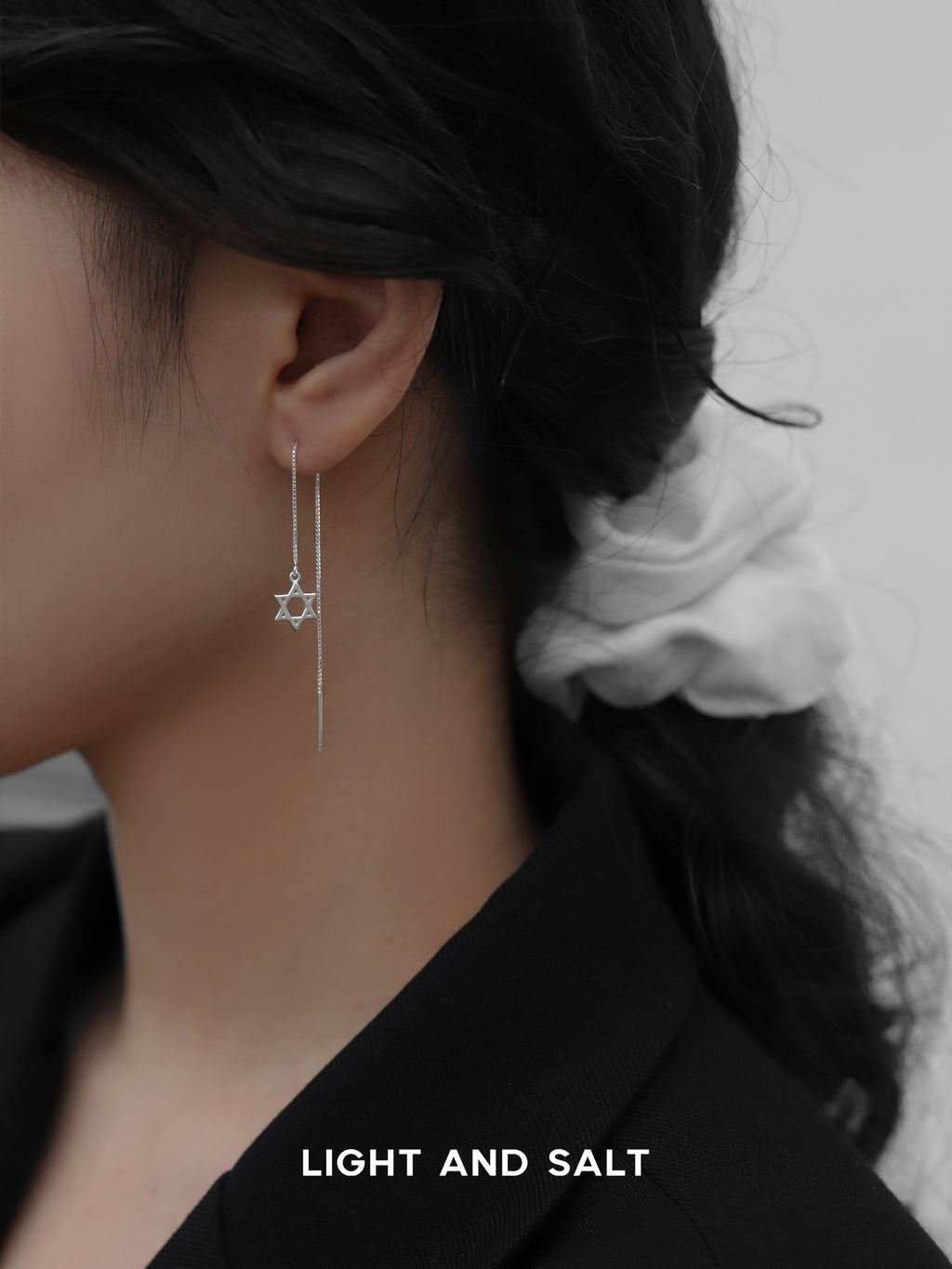 光盐生活/925银饰耳坠/银饰耳线耳钉耳饰/大卫之星 祝福以色列