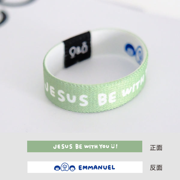 【双面手环】英文设计彩色涤纶高弹松紧手环双面图案手腕带大人儿童手环可滴驱蚊液