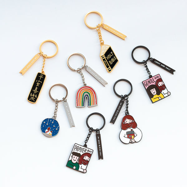 【钥匙扣挂饰】金属原创手绘设计 彩虹/同在/平安喜乐