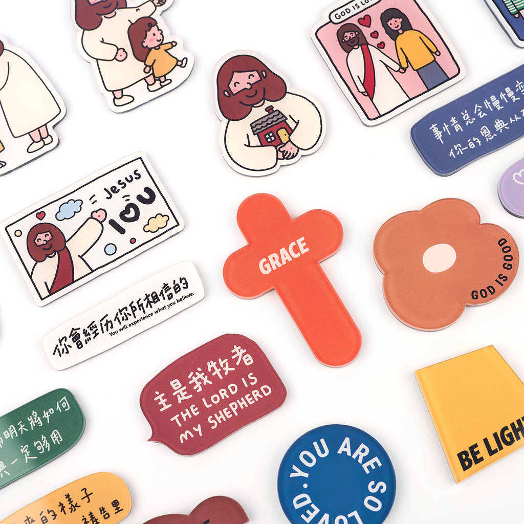 【冰箱贴】亚克力手绘冰箱贴/五饼二鱼/福杯满溢/主的小羊/教堂