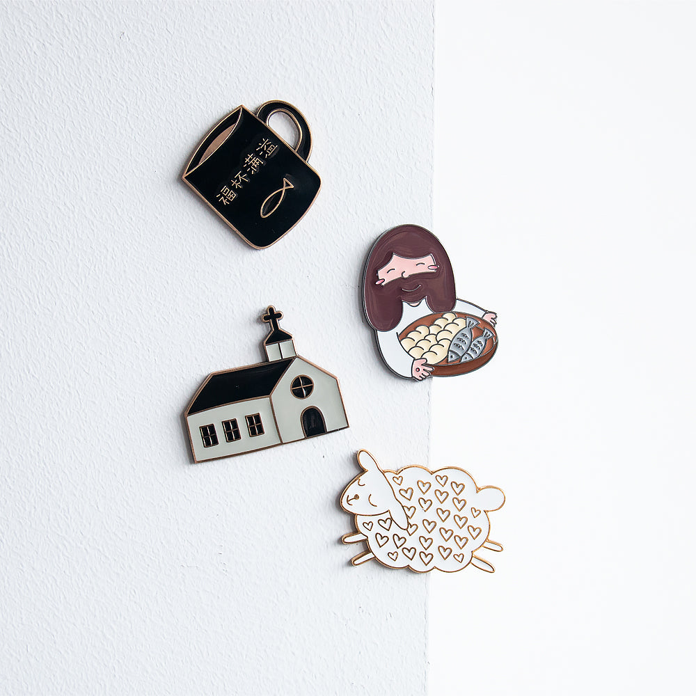 【冰箱贴】亚克力手绘冰箱贴/五饼二鱼/福杯满溢/主的小羊/教堂