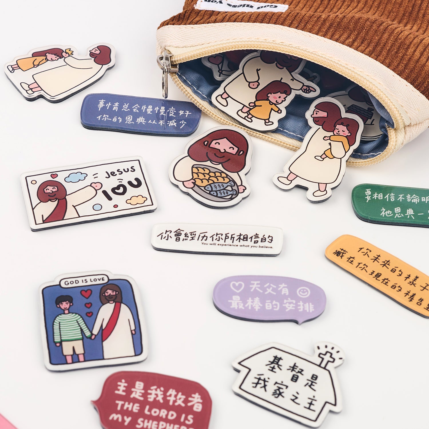 【冰箱贴】亚克力手绘冰箱贴/五饼二鱼/福杯满溢/主的小羊/教堂