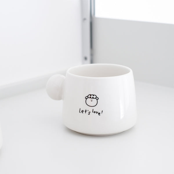 【呆呆羊插画系列马克杯】「More Love」球形把马克杯咖啡杯