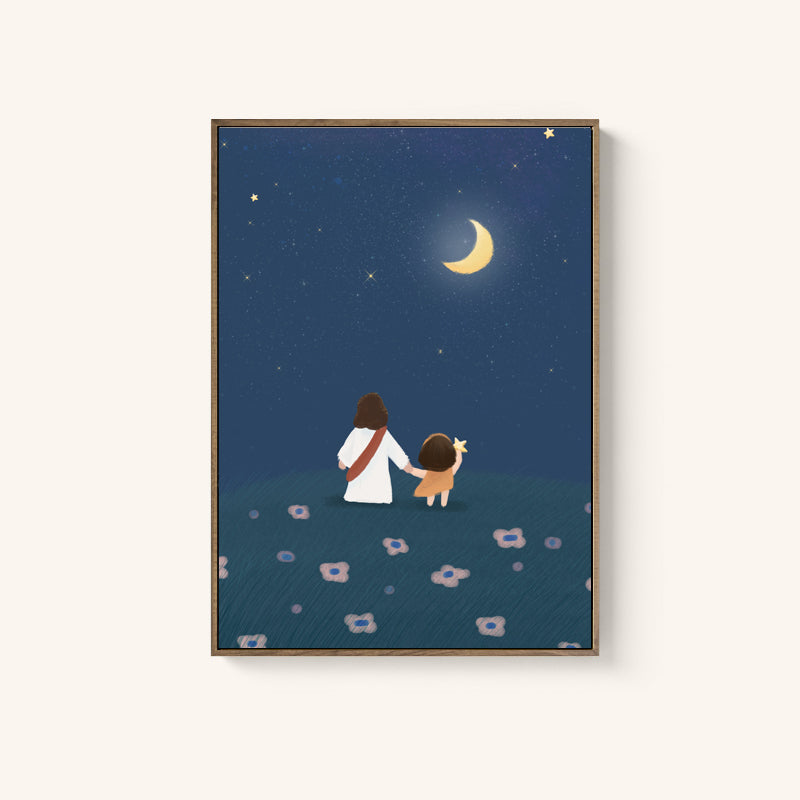 光盐生活馆 原创设计插画装饰画 馆馆的插画仰望跟随奔向祂