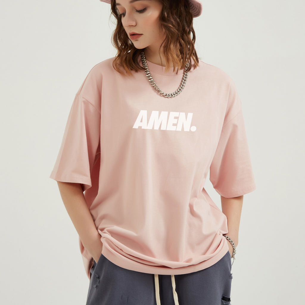 【阿们】糖果色男女款纯棉宽松T恤情侣团契服 阿们/AMEN