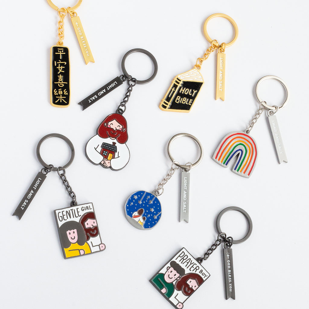 【钥匙扣挂饰】金属原创手绘设计 彩虹/同在/平安喜乐