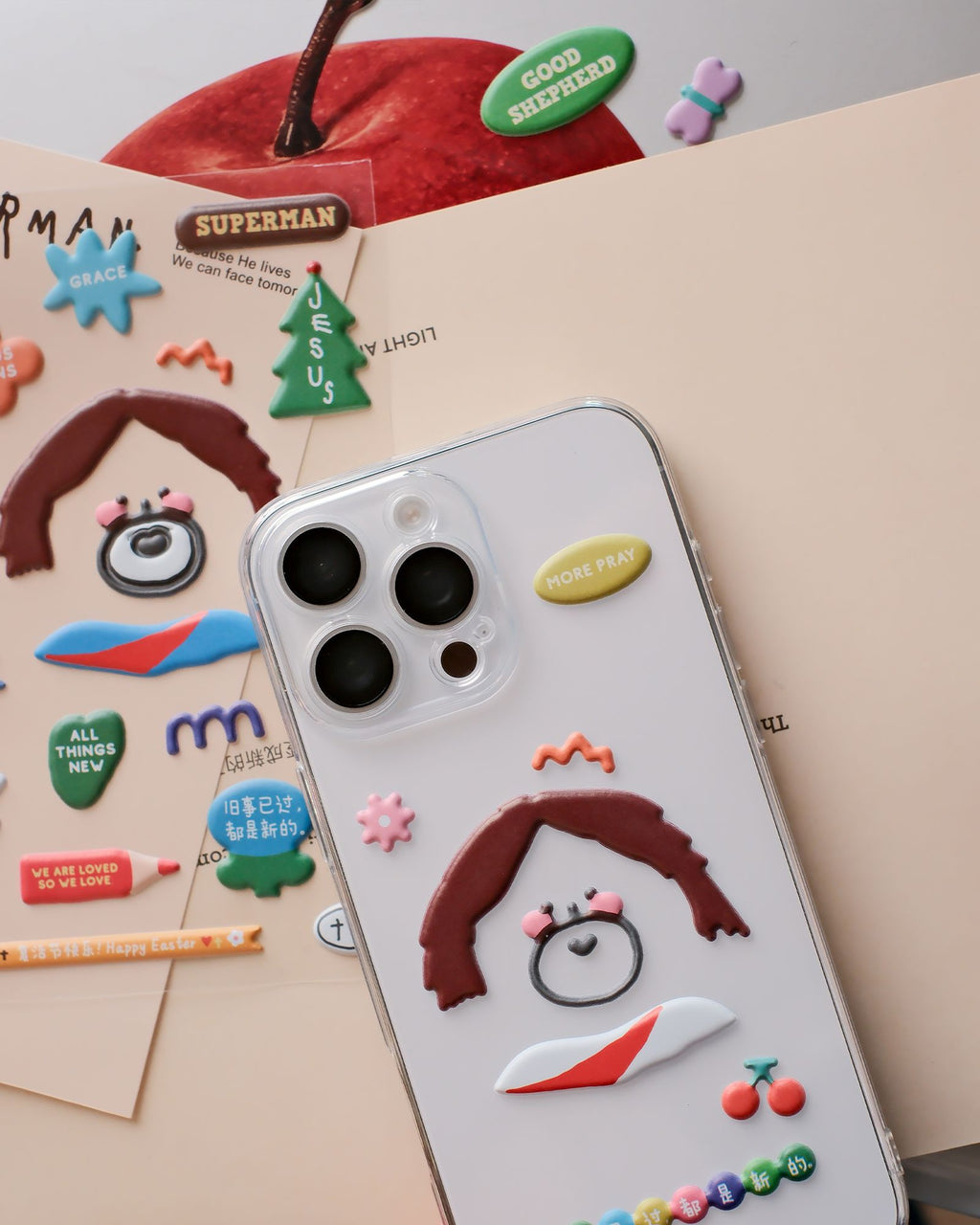 光盐生活馆原创插画卡通立体泡沫柔软贴纸随处贴节日儿童贴纸