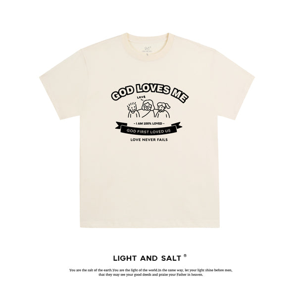 【上帝爱我们】糖果色男女款纯棉宽松T恤情侣团契服 上帝爱我们