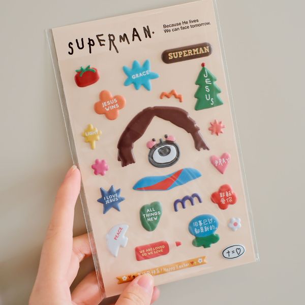 光盐生活馆原创插画卡通立体泡沫柔软贴纸随处贴节日儿童贴纸