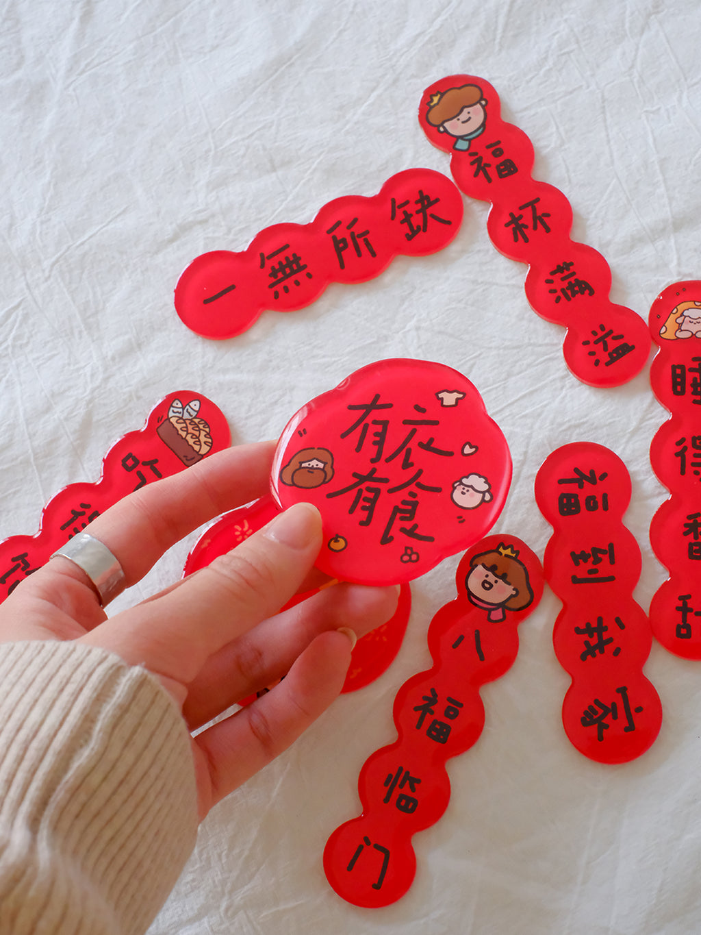 [Couplet refrigerator sticker] New Year limited edition refrigerator sticker original design cute and interesting illustration Chinese style magnetic suction glue refrigerator sticker Spring Festival atmosphere decoration