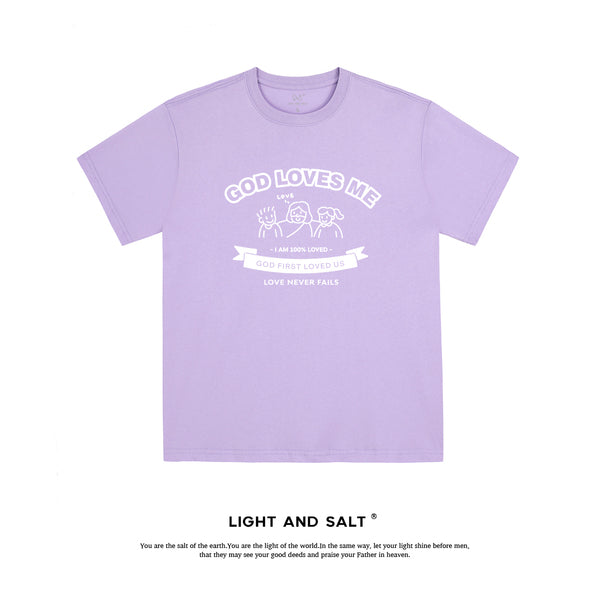 【上帝爱我们】糖果色男女款纯棉宽松T恤情侣团契服 上帝爱我们