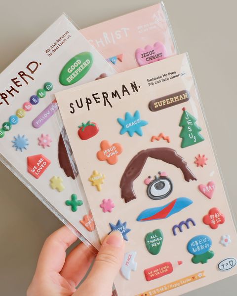 光盐生活馆原创插画卡通立体泡沫柔软贴纸随处贴节日儿童贴纸