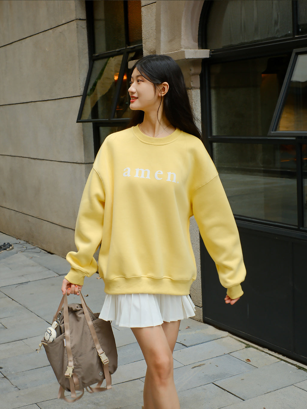 光盐生活馆秋冬新款重磅480g秋冬圆领双层卫衣休闲百搭宽松显瘦/阿们