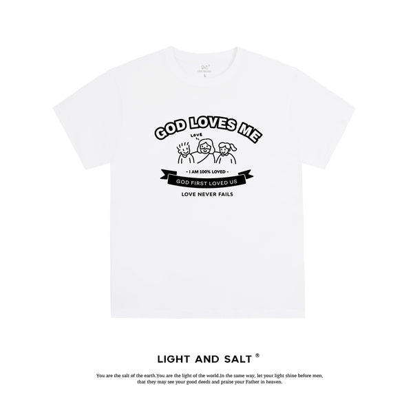 【上帝爱我们】糖果色男女款纯棉宽松T恤情侣团契服 上帝爱我们