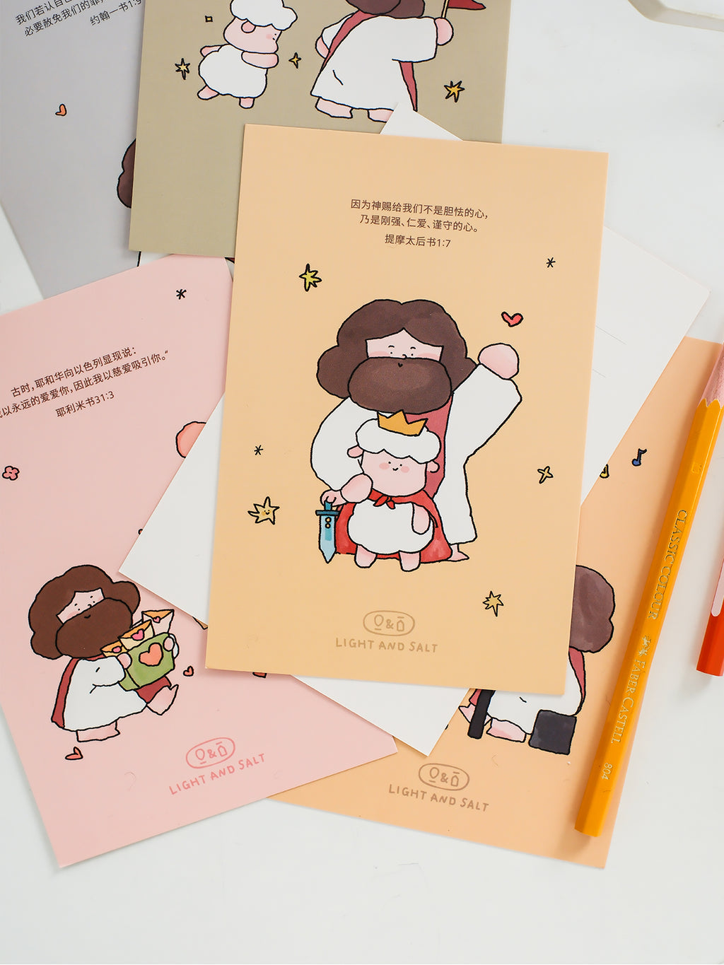 【明信片】光盐生活馆/原创卡通插画经文明信片卡片套装