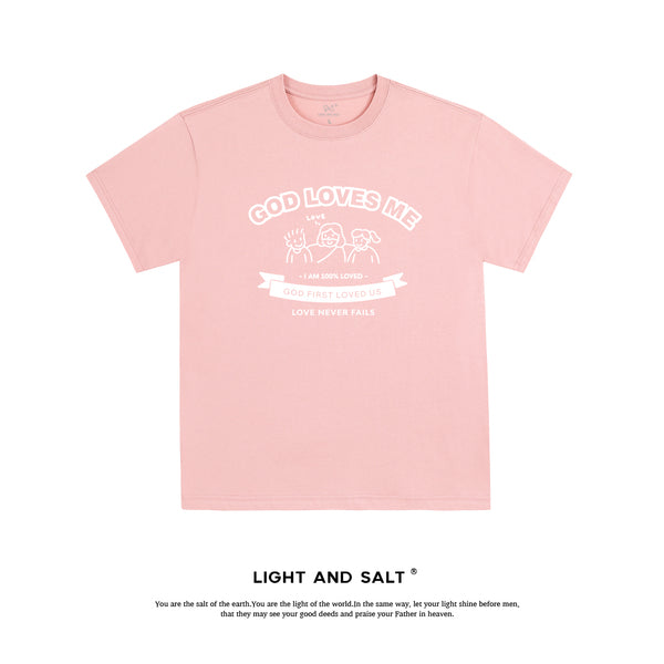 【上帝爱我们】糖果色男女款纯棉宽松T恤情侣团契服 上帝爱我们