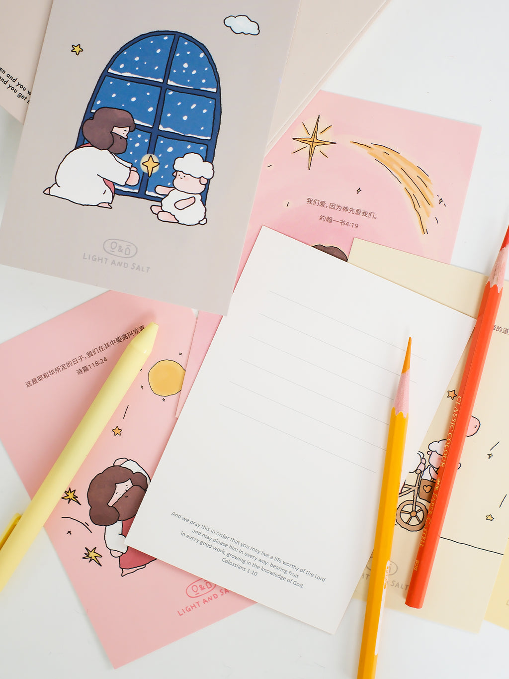 【明信片】光盐生活馆/原创卡通插画经文明信片卡片套装