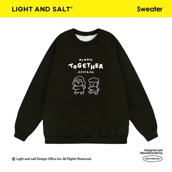 光盐生活馆秋冬新款重磅480g秋冬圆领双层卫衣休闲百搭宽松显瘦情侣款/一起跟随祂