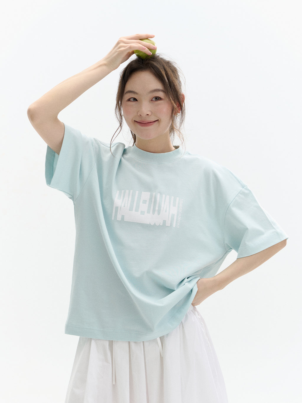 光盐生活馆夏季新款三色230克重磅纯棉宽松简约字母T恤情侣款短袖【赞美】