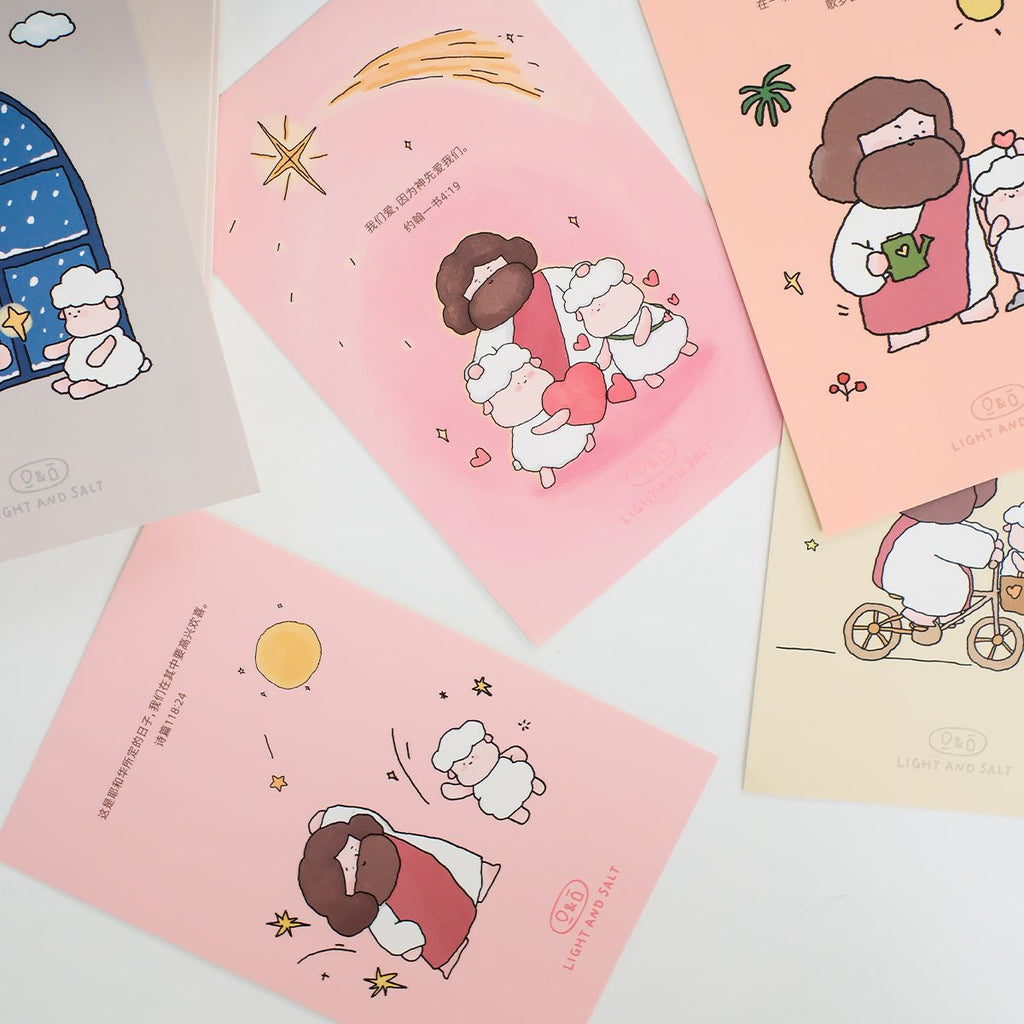 【明信片】光盐生活馆/原创卡通插画经文明信片卡片套装