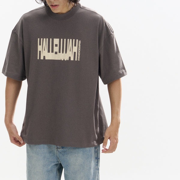 光盐生活馆夏季新款三色230克重磅纯棉宽松简约字母T恤情侣款短袖【赞美】