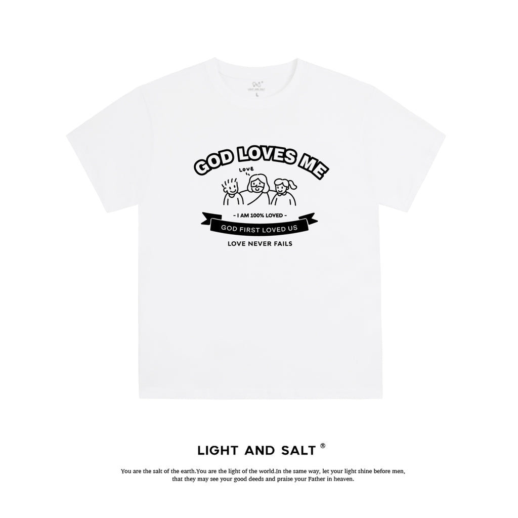 【上帝爱我们】糖果色男女款纯棉宽松T恤情侣团契服 上帝爱我们