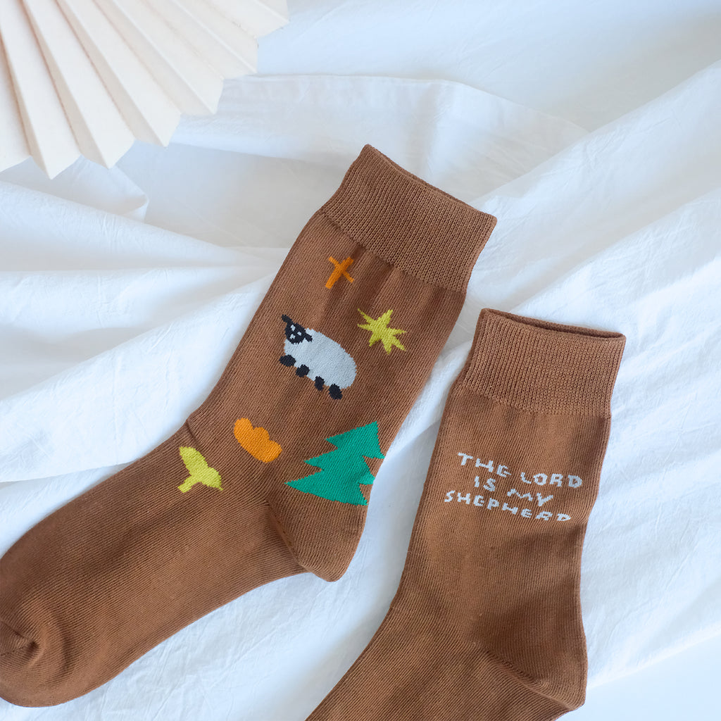 【 Cotton Socks 】 Original Design by Guangyan Life Hall Combed Cotton Socks/Follow Jesus/Walk in Love/The Lord is a Shepherd
