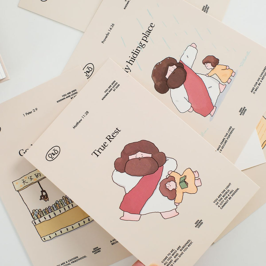 【明信片】光盐生活馆/原创卡通插画经文明信片卡片套装