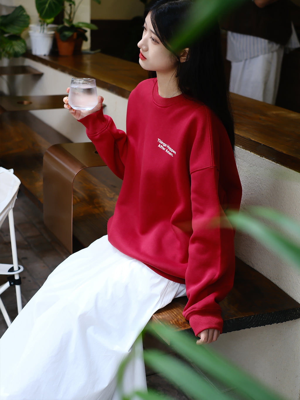 光盐生活馆秋冬新款重磅480g秋冬圆领双层卫衣休闲百搭宽松显瘦/事情发生在阿们之后