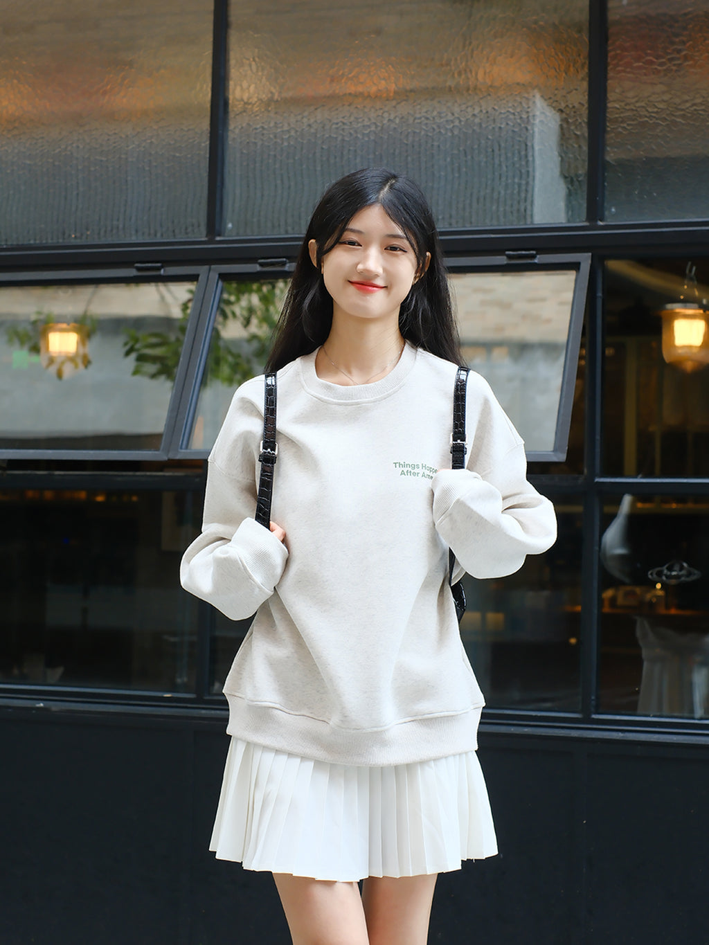 光盐生活馆秋冬新款重磅480g秋冬圆领双层卫衣休闲百搭宽松显瘦/事情发生在阿们之后