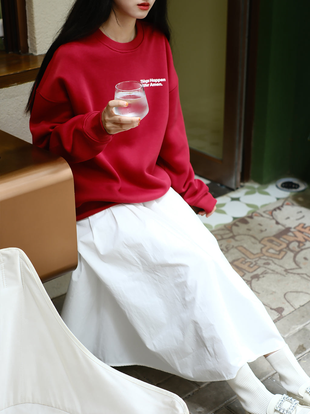 光盐生活馆秋冬新款重磅480g秋冬圆领双层卫衣休闲百搭宽松显瘦/事情发生在阿们之后