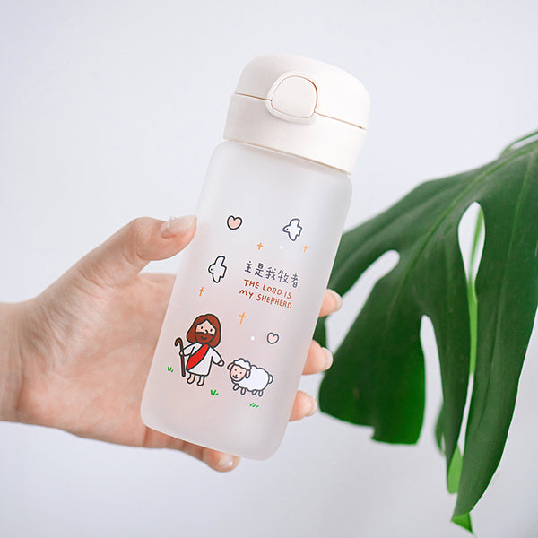 【玻璃吸管杯】磨砂玻璃弹跳盖吸管随行杯