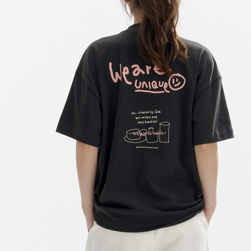 光盐生活馆夏季新款230克重磅纯棉宽松简约插画T恤情侣款短袖【独一】