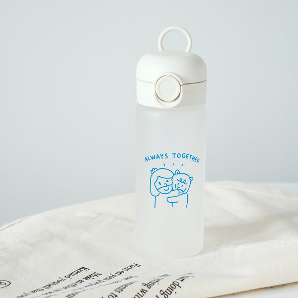 【玻璃吸管杯】磨砂玻璃弹跳盖吸管随行杯