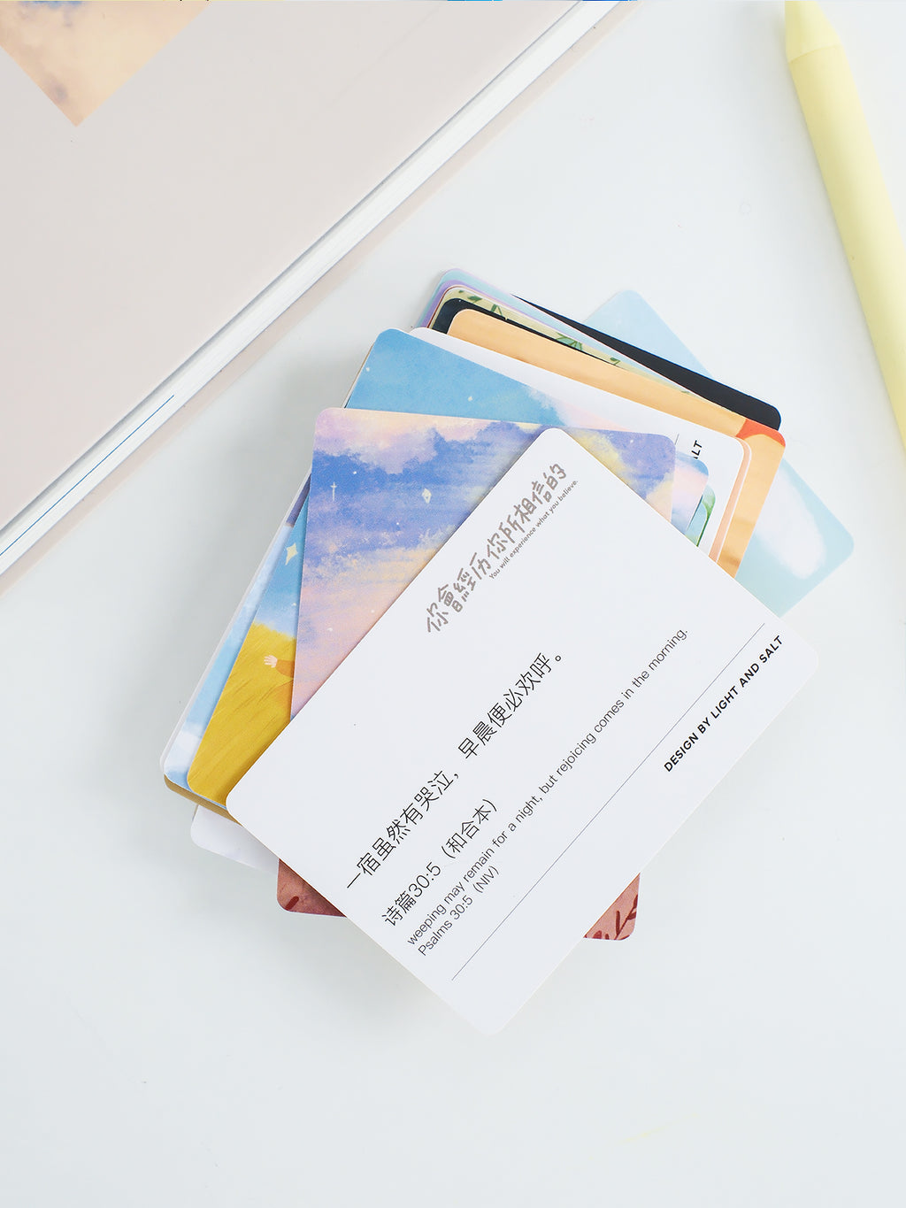 【经文卡】光盐生活馆原创卡通插画祝福恩典鼓励温暖话语经文卡