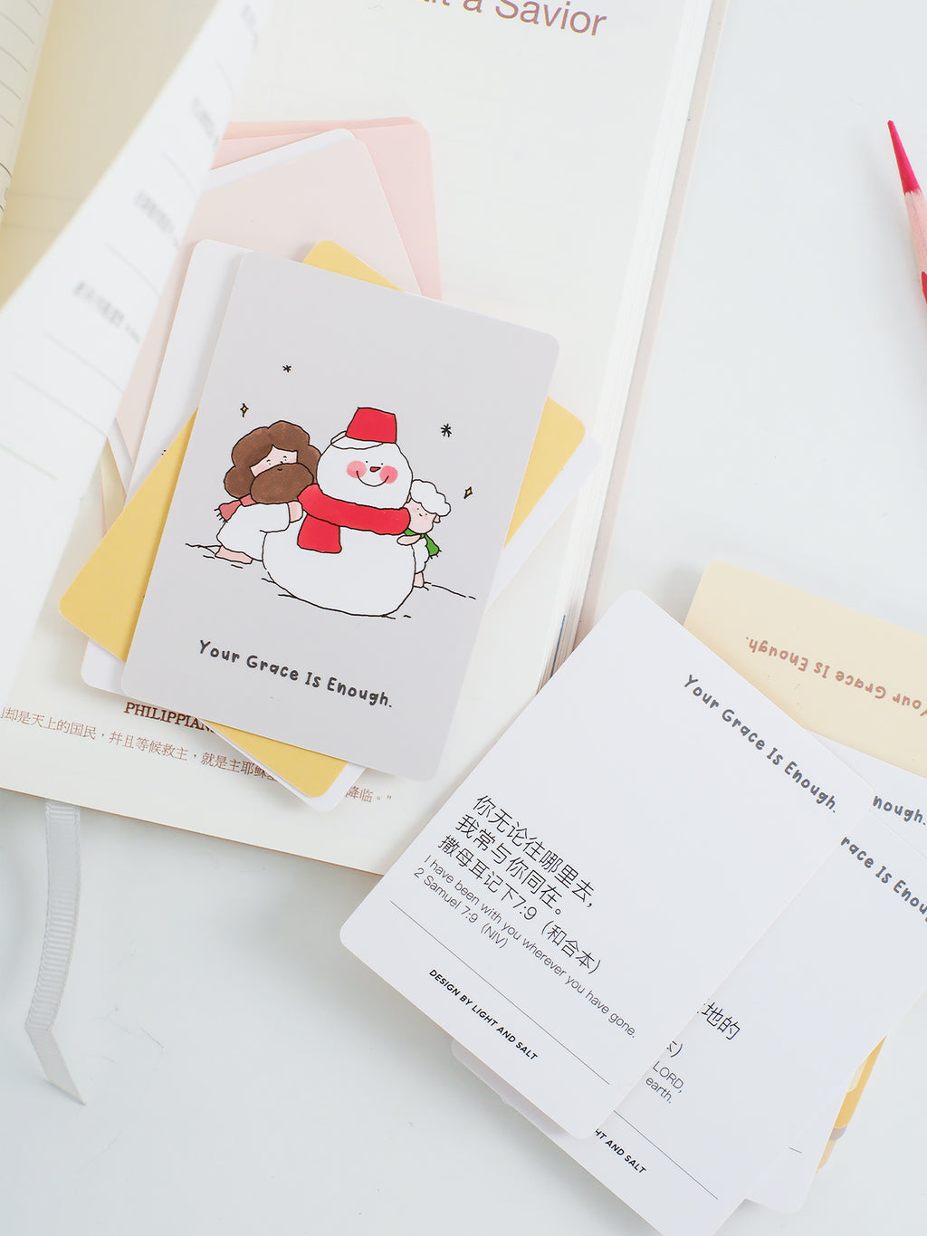 【经文卡】光盐生活馆原创卡通插画祝福恩典鼓励温暖话语经文卡