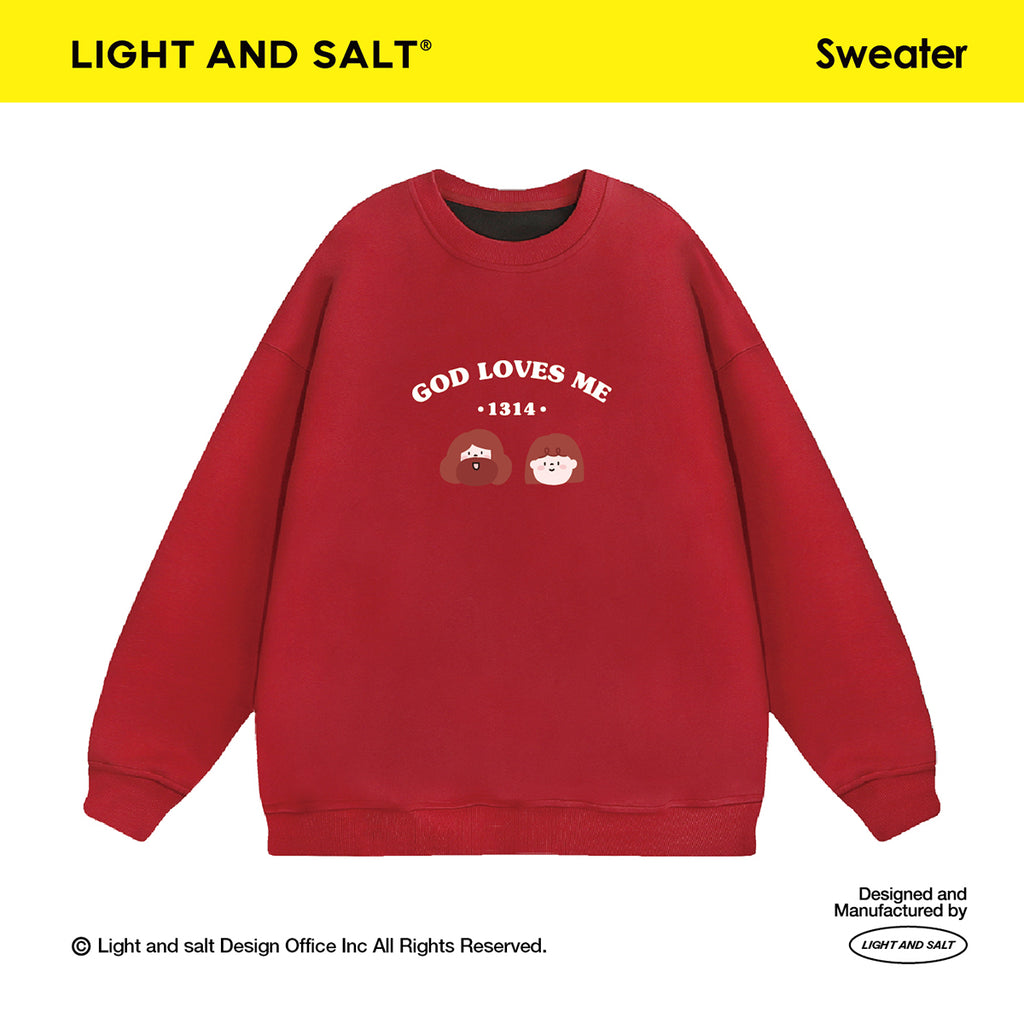 光盐生活馆秋冬新款重磅480g秋冬圆领双层卫衣休闲百搭宽松显瘦情侣款/上帝爱我们