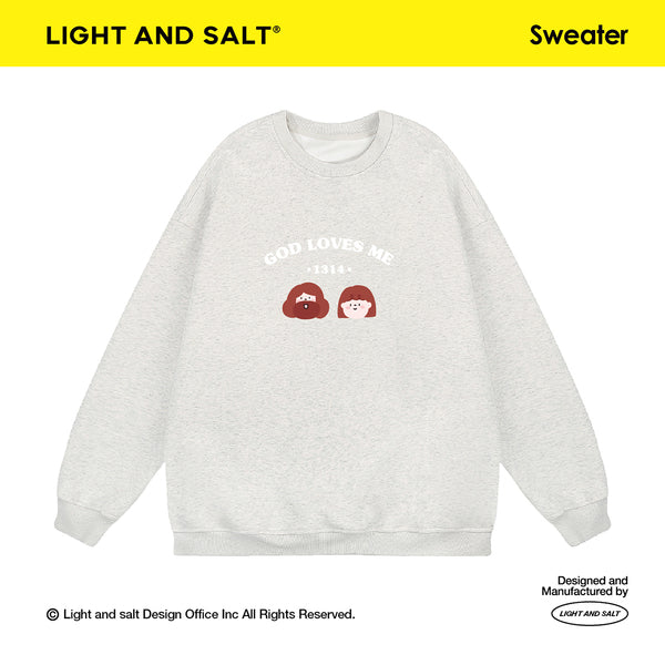 光盐生活馆秋冬新款重磅480g秋冬圆领双层卫衣休闲百搭宽松显瘦情侣款/上帝爱我们