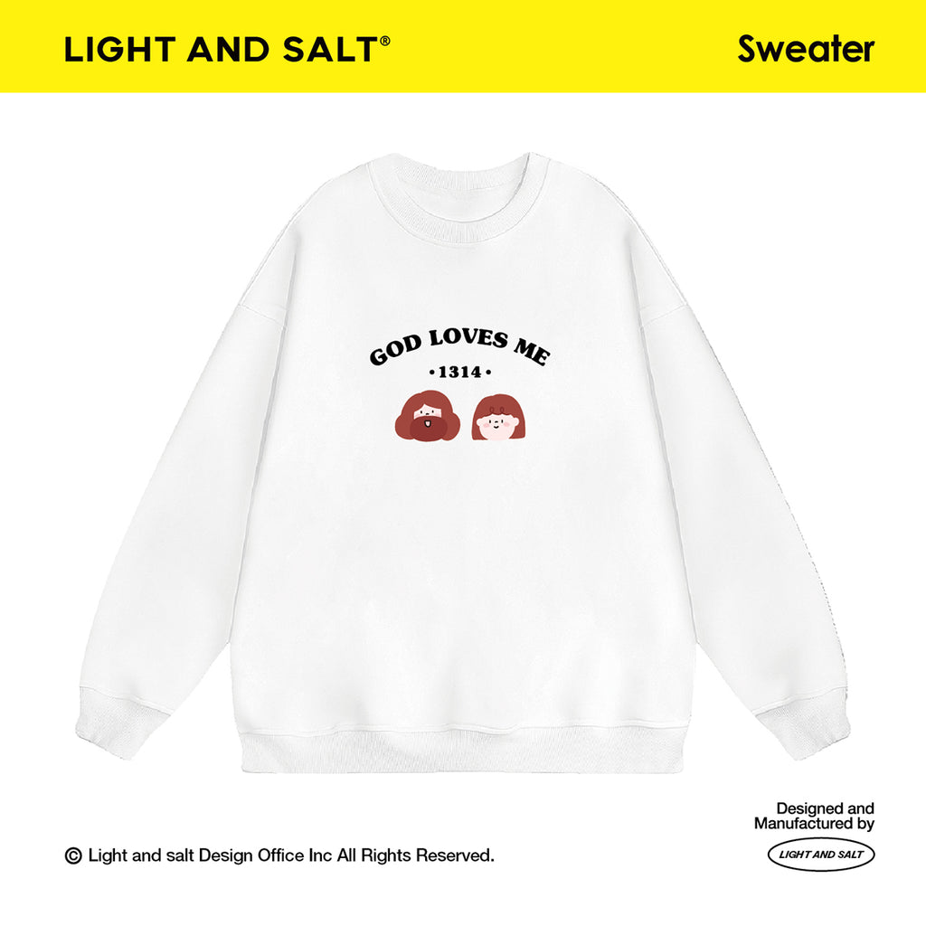 光盐生活馆秋冬新款重磅480g秋冬圆领双层卫衣休闲百搭宽松显瘦情侣款/上帝爱我们