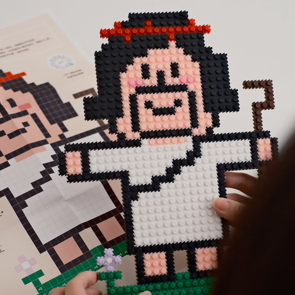 光盐生活馆原创卡通人物微颗粒积木拼搭摆件装饰益智解压游戏