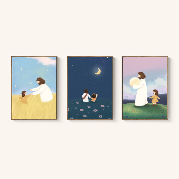 光盐生活馆 原创设计插画装饰画 馆馆的插画仰望跟随奔向祂