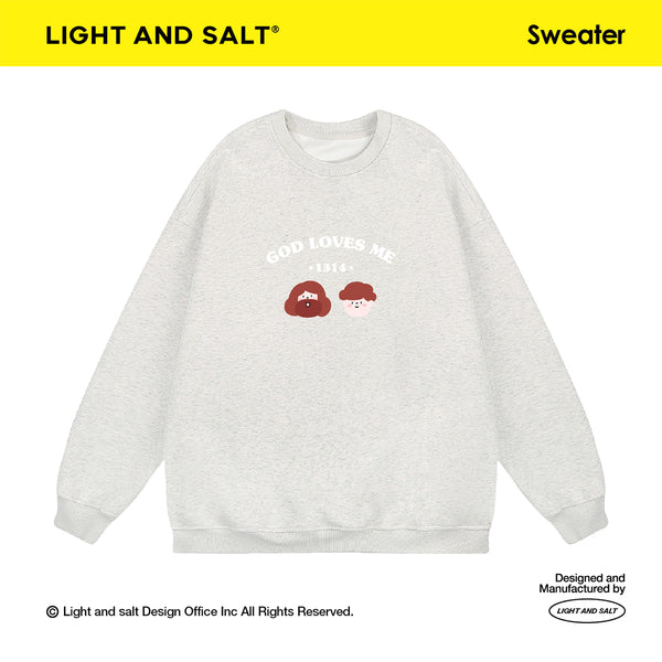 光盐生活馆秋冬新款重磅480g秋冬圆领双层卫衣休闲百搭宽松显瘦情侣款/上帝爱我们