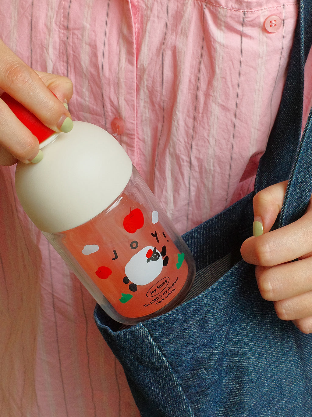 光盐生活馆原创Big Joy大喜乐简约插画双层玻璃杯随行杯