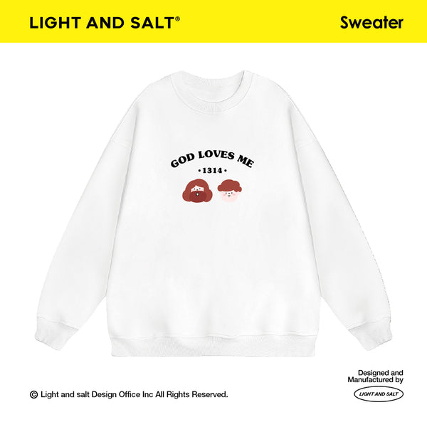 光盐生活馆秋冬新款重磅480g秋冬圆领双层卫衣休闲百搭宽松显瘦情侣款/上帝爱我们