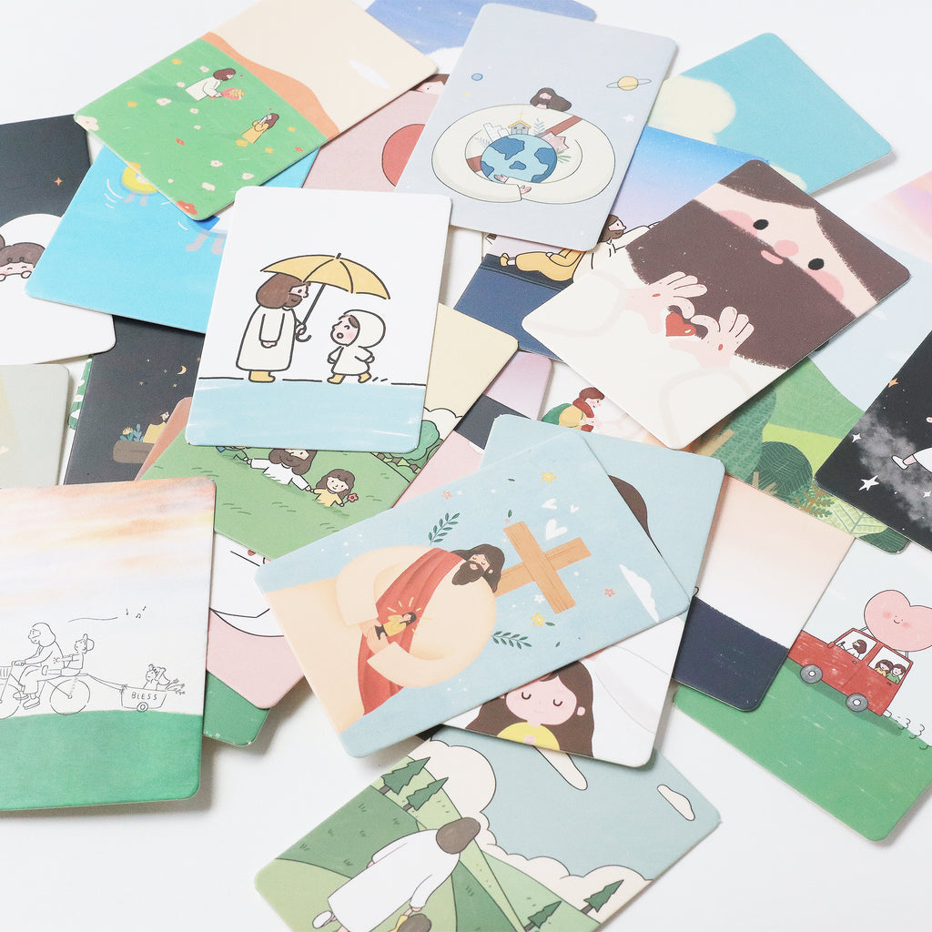 【插画经文卡】手绘插画金句经文主题卡片/恩典卡/应许卡/祝福卡/被爱卡/平安卡/盒装30张