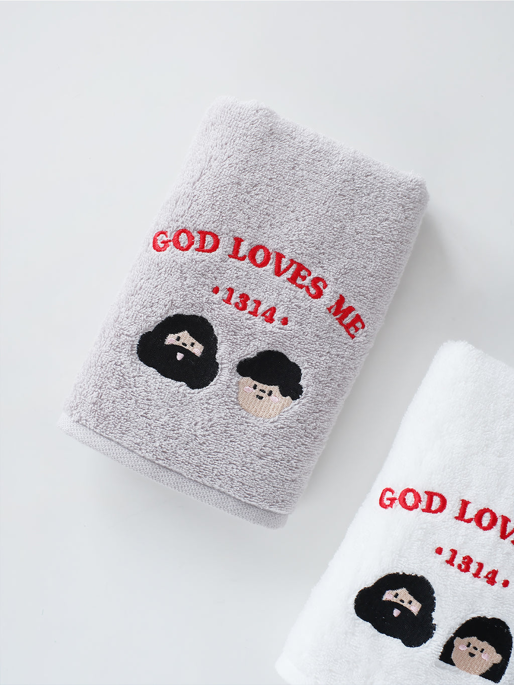 【刺绣毛巾】原创情侣纯棉洗脸家用毛巾吸水柔软不掉毛/上帝爱我们