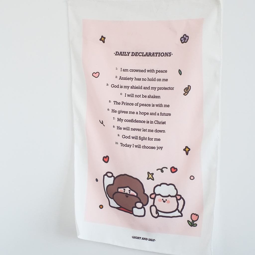 光盐生活馆卡通插画氛围感墙壁装饰挂布双语美好/婚姻/主祷文/每日宣告